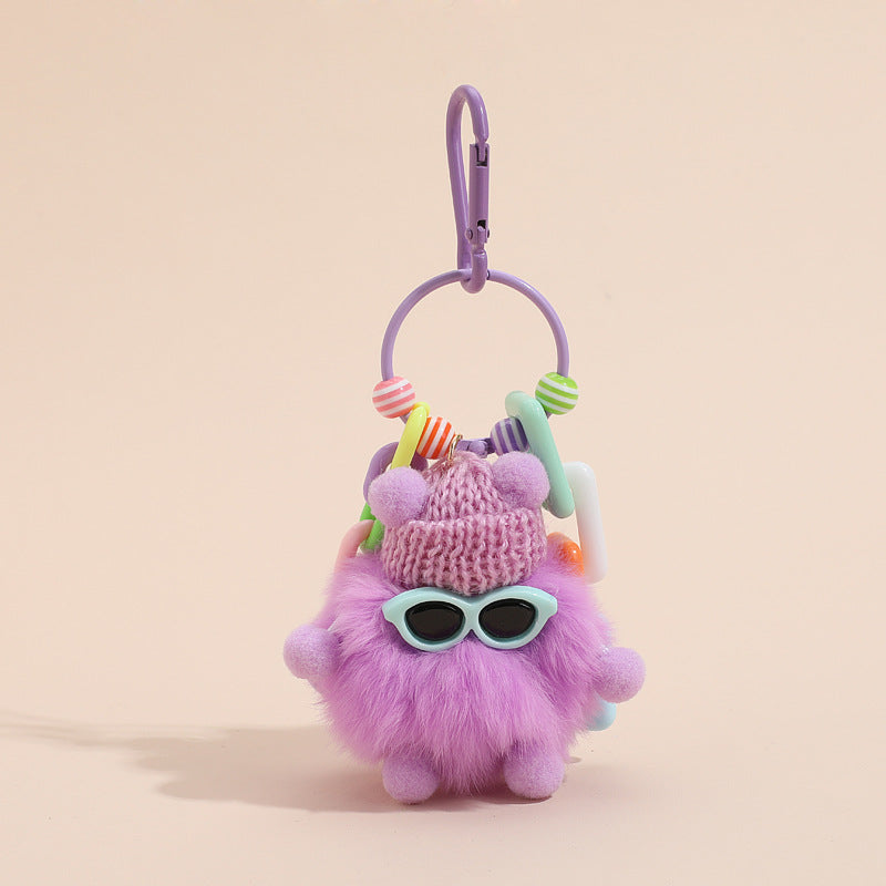 Wholesale of Colorful Cute Fur Ball Cartoons Metal Keychain